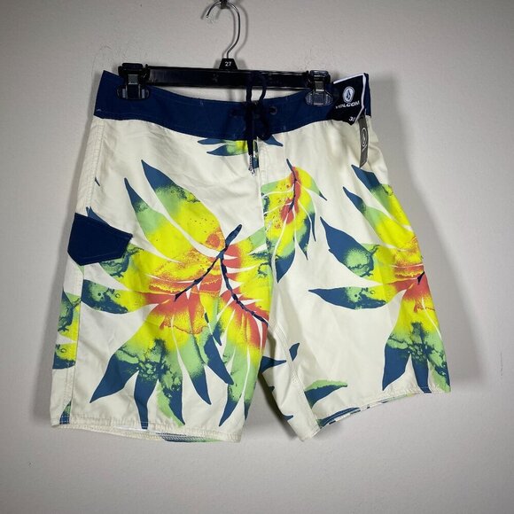 NWT! Volcom Men's Yellow Blue Tropical Boardshorts size: 30 Surf Beach - Picture 1 of 6